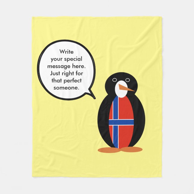 Norwegen - Frau Penguin Personalisiert Fleecedecke (Vorderseite)
