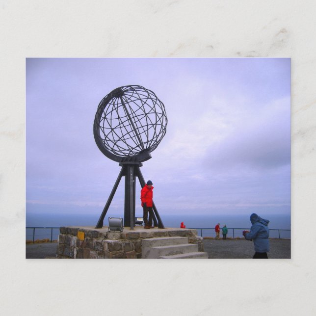 Norwegen, Globe am Nordkap Postkarte (Vorderseite)