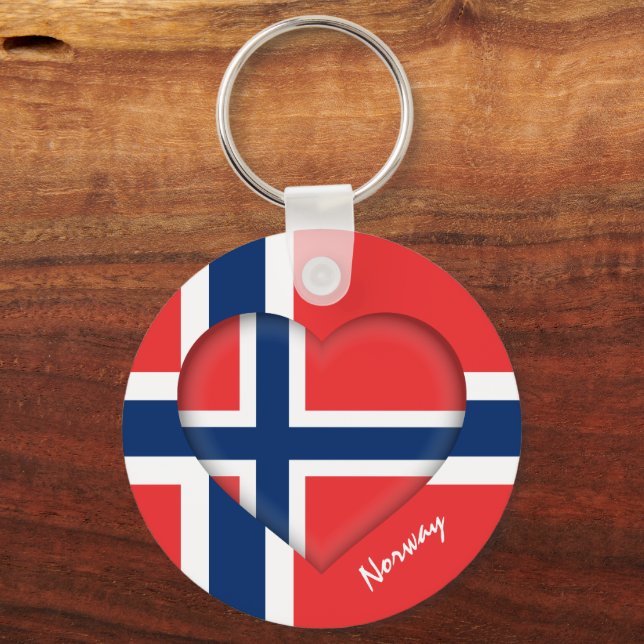 Norwegen & Herz, Norwegische Flaggenmode / Sport Schlüsselanhänger (Vorderseite)