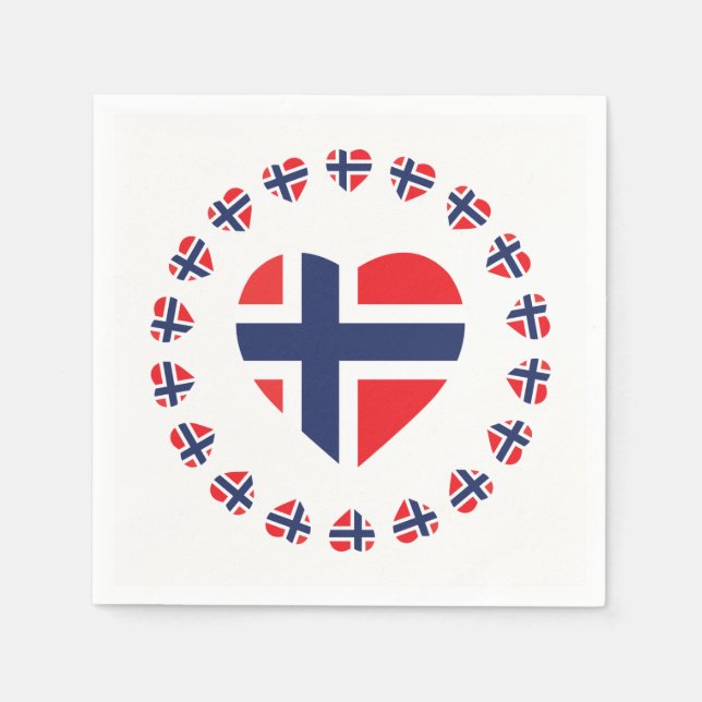 NORWEGEN HERZFORM FLAG SERVIETTE (Vorderseite)