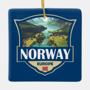 Norwegen Illustration Retro Abzeichen Keramikornament