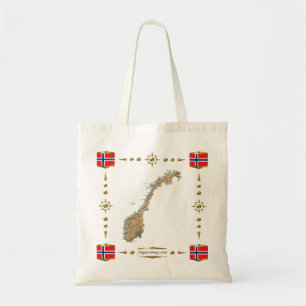 Norwegen-Karte + Flaggen-Tasche Tragetasche