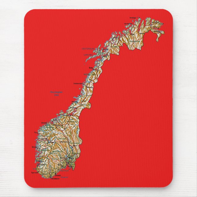 Norwegen-Karte Mousepad (Vorne)