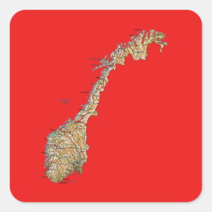 Norwegen-Karten-Aufkleber Quadratischer Aufkleber