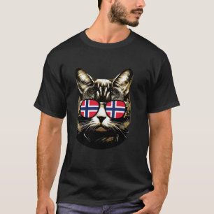 Norwegen Katze Norwegische Flagge Sonnenbrille Nor T-Shirt