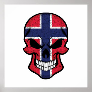 Norwegen lächelt Schädelflagge Poster