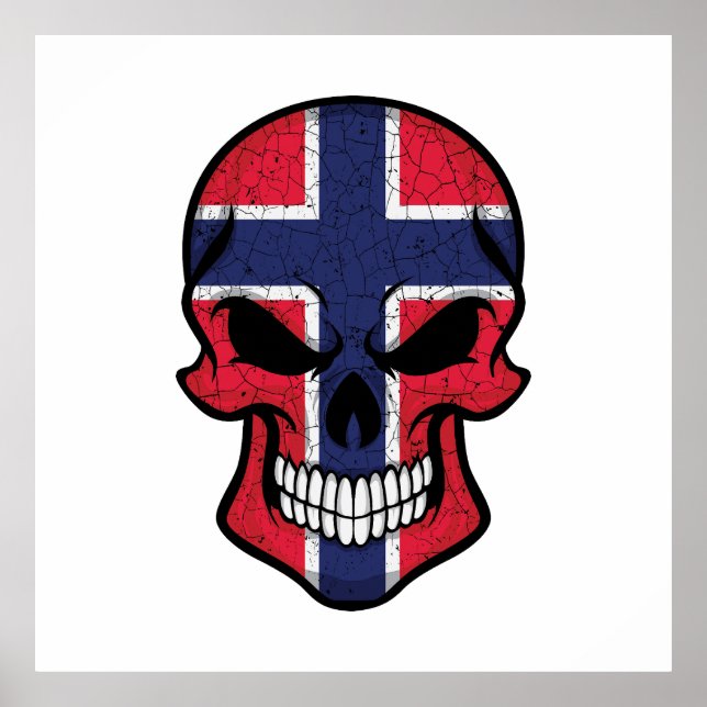 Norwegen lächelt Schädelflagge Poster (Vorne)
