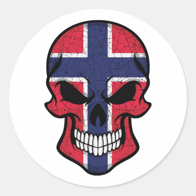 Norwegen lächelt Schädelflagge Runder Aufkleber (Vorderseite)
