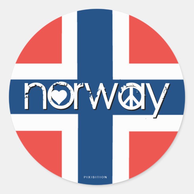 Norwegen Liebe Friedensklemme 1 Runder Aufkleber (Vorderseite)