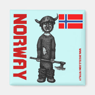 Norwegen-Magnet mit lustigem Wikinger Magnet