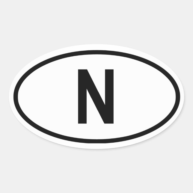 Norwegen ‚N‘ Ovaler Aufkleber (Vorderseite)