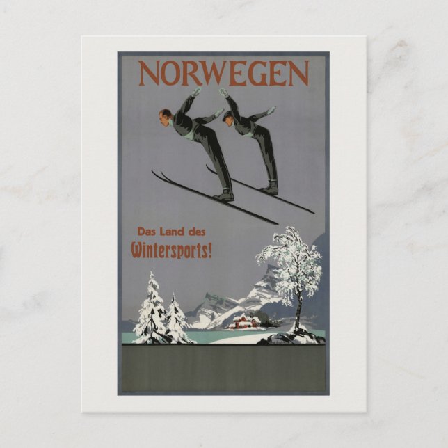 Norwegen Norwegen Vintage Poster 1930 Postkarte (Vorderseite)