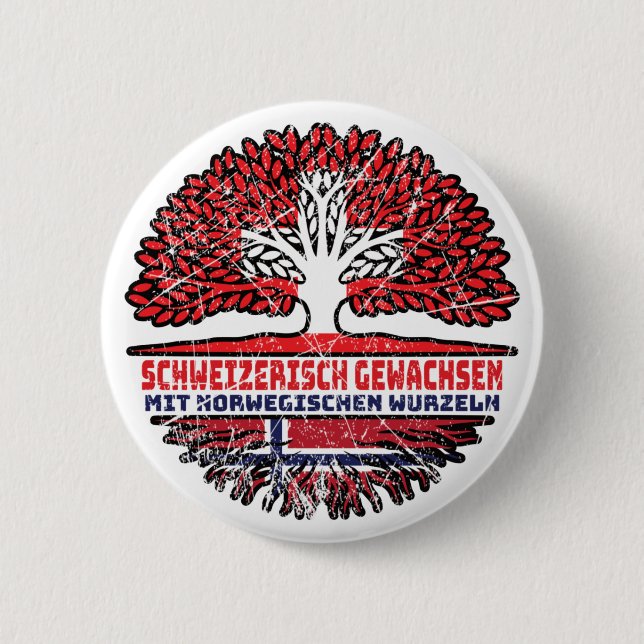 Norwegen Norwegisch Schweizer Schweiz Baum Wurzel Button (Vorderseite)