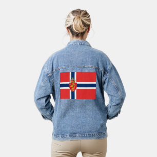 Norwegen, norwegische Flagge, mit Wappen/blau Jeansjacke