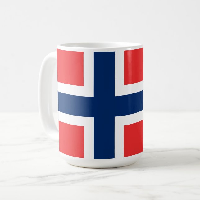 Norwegen, norwegische Flagge, mit Wappen Kaffeetasse (Vorderseite Links)
