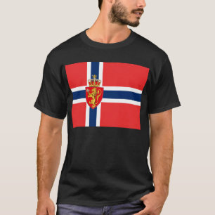 Norwegen, norwegische Flagge, mit Wappen/schwarz T-Shirt