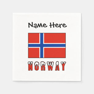 Norwegen Norwegische Flagge Personalisierter Name Serviette