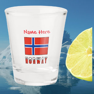Norwegen Norwegische Flagge Rot Personalisiert  Schnapsglas