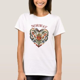 Norwegen Rosemaling Folk Art Heart T-Shirt