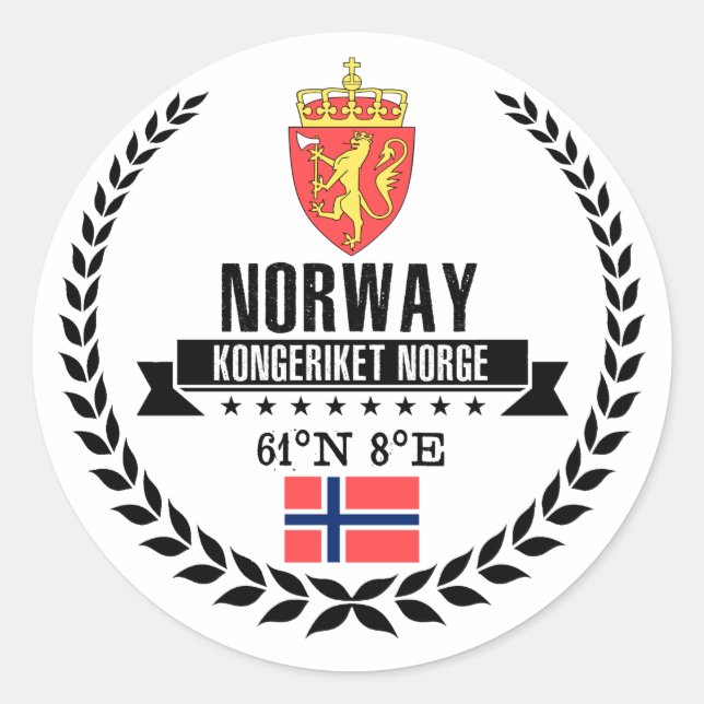 Norwegen Runder Aufkleber (Vorderseite)