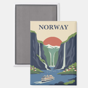 Norwegen Skandinavien Europa Fjord Minimalistisch  Magnet