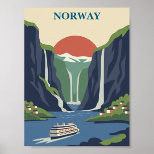 Norwegen Skandinavien Europa Fjord Minimalistisch  Poster