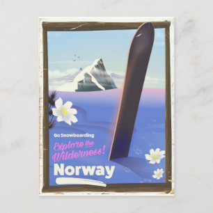 Norwegen Snowboarden Vintages Reiseplakat Postkarte