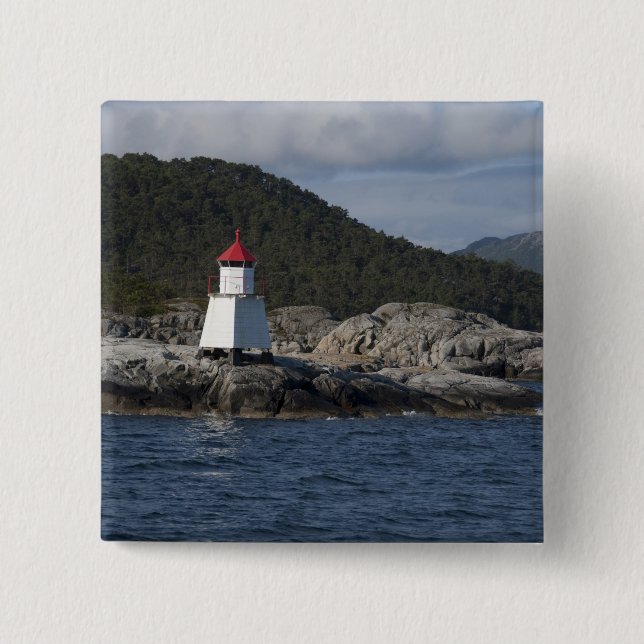 Norwegen, Stavanger. Blick entlang des Lysefjords. Button (Vorderseite)