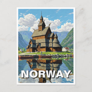 Norwegen Stave Church Travel Postkarte