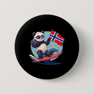 Norwegen Surfender Panda Bär Norwegische Flagge No Button