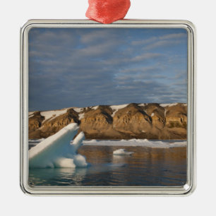 Norwegen, Svalbard, Spitsbergen-Insel, Sonnenunter Silbernes Ornament