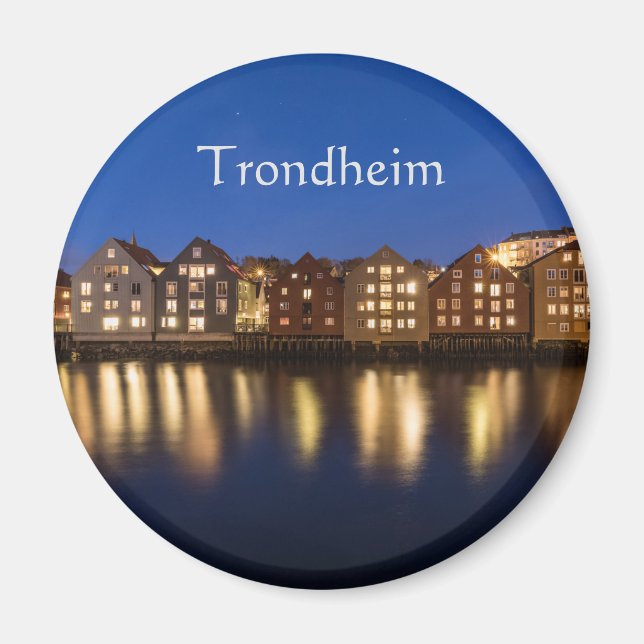 Norwegen Trondheim in der Nacht Magnet (Vorne)