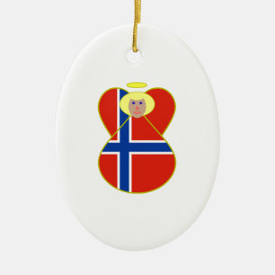 Norwegen und die norwegische Flagge Keramikornament