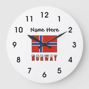 Norwegen und Norwegische Flagge Personalisiert Große Wanduhr