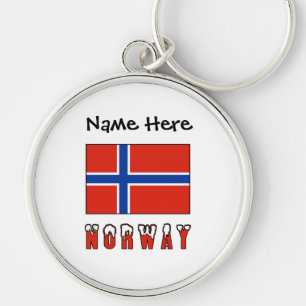 Norwegen und Norwegische Flagge Personalisiert  Schlüsselanhänger