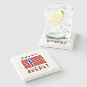 Norwegen und Norwegische Flagge Personalisiert  Steinuntersetzer