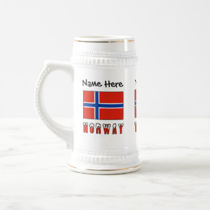 Norwegen und personalisierte norwegische Flagge Bierglas