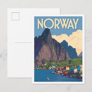 Norwegen Vintage Kunst Reise Postkarte