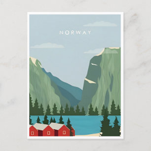 Norwegen Vintage Reise Winter Europa Kreuzfahrt Postkarte
