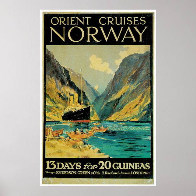 Norwegen - Vintage Schiffswerbung Poster (Vorne)