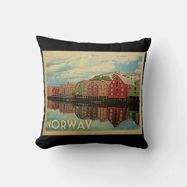 Norwegen Vintage Travel Kissen (Vorderseite)