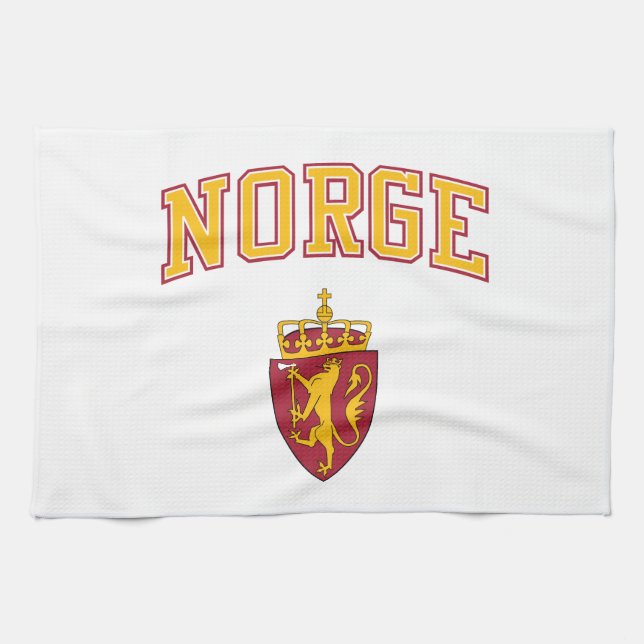 Norwegen + Wappen Geschirrtuch (Horizontal)