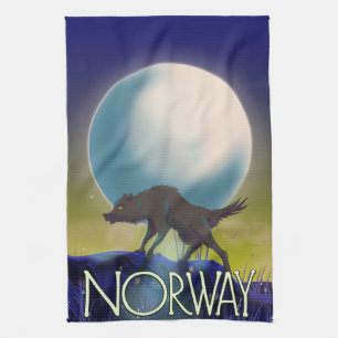 Norwegen Wolf Poster Geschirrtuch