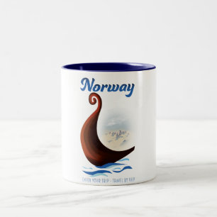 Norwegens Langboot-Reiseposter Zweifarbige Tasse