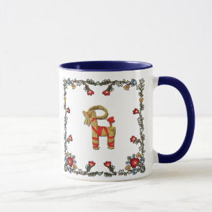 Norweger Bunad mit Blumen und Julbock Tasse