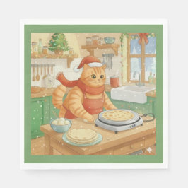 Norwegian Cat Making Christmas Lefse, Napkins Serviette
