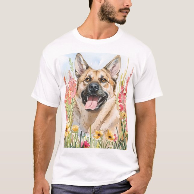 Norwegian Elkhound Watercolor Men's T-Shirt (Vorderseite)