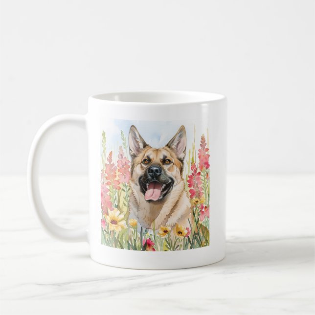 Norwegian Elkhound Watercolor Mug Kaffeetasse (Links)