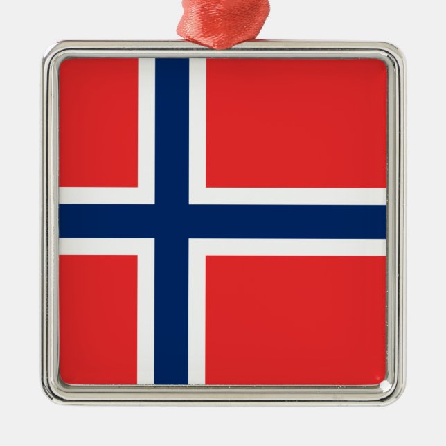 Norwegian Flag (Norway) Ceramic Ornament Aus Metall (Vorne)