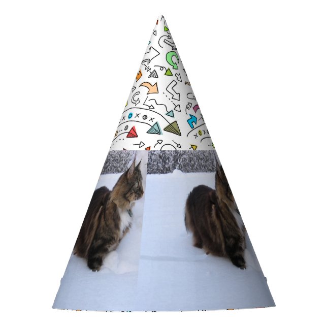 Norwegian Forest Cat in Snow Partyhütchen (Vorderseite)
